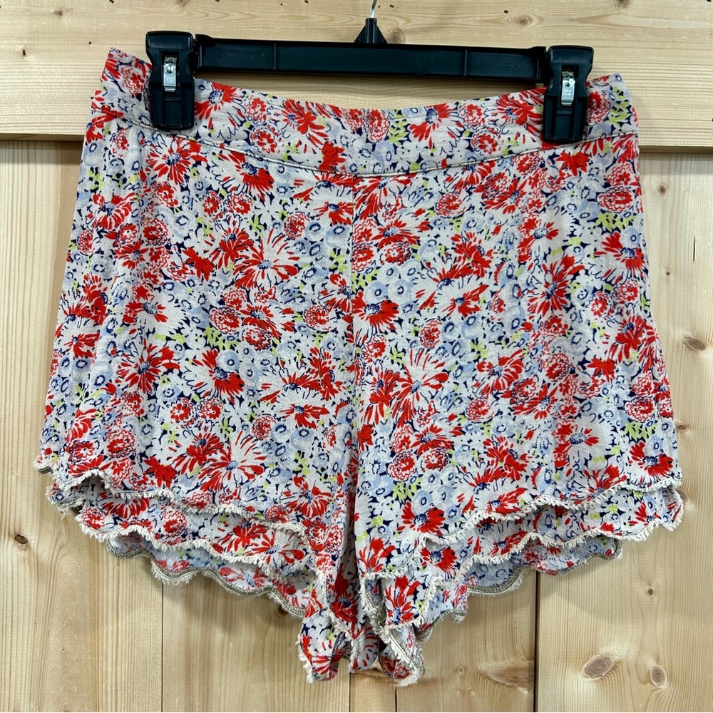Free People Intimately Floral Boho Micro Shorts Scalloped Hem - Size M
